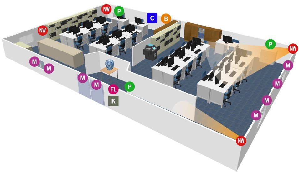事務所内への防犯システム導入イメージ